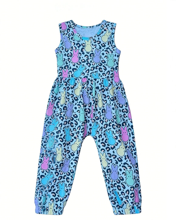 12.13 Pre-order SR3811 baby girls Easter bunny leopard Jumpsuit