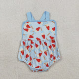 SR3923 baby girls 4th of July blue romper