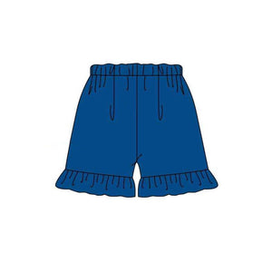 Deadline May 16 pre order Blue cotton one layer ruffle girls summer shorts