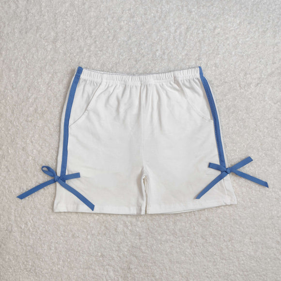 SS0424 baby girls white blue bow summer shorts