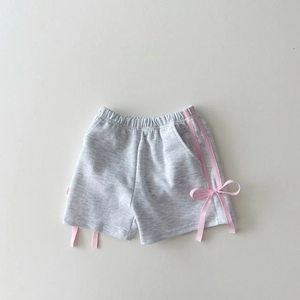 Pre-order SS0426 baby girls grey pink bow summer shorts (Deadline Jan.7）