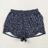 mama & me black  leopard yoga summer shorts