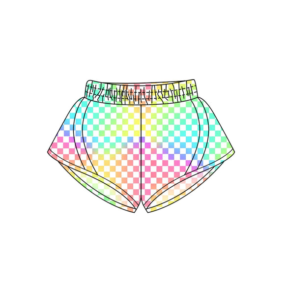 Pre-order SS0500 baby girls colorful checked shorts yoga (Deadline April.2）