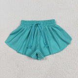 SS0553 yoga baby girls blue green shorts
