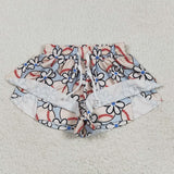 SS0581 girls baseball flower shorts