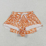 SS0584 girls orange leopard shorts