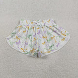 SS0682 baby girls Mardi Gras bow yoga shorts