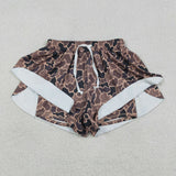 SS0767  Adult women brown camo Shorts yoga