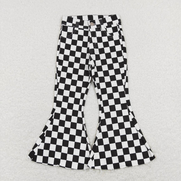 P0349-- black checkerboard denim jeans