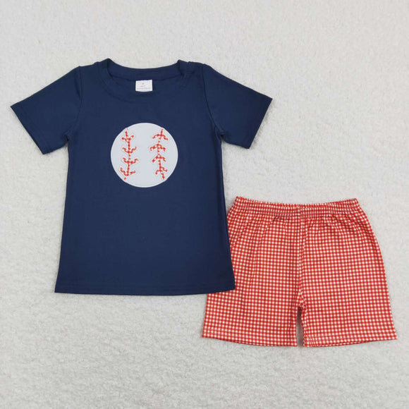 BSSO0404-- summer embroidery baseball navy boy outfits