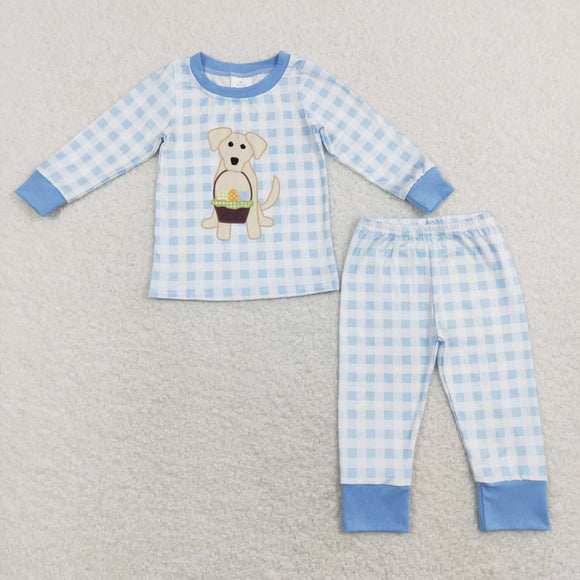 BLP0432---Easter dog&egg blue boy pajamas