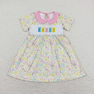 GSD0649-summer rabbit colorful embroidery girls dress