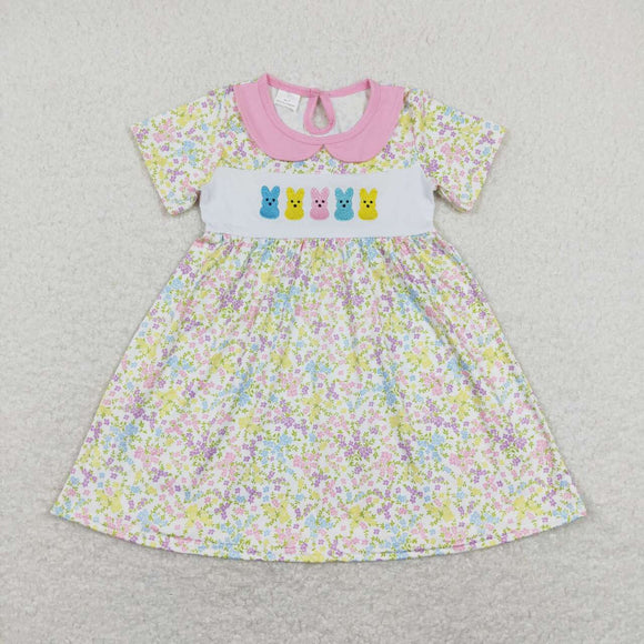 GSD0649-summer rabbit colorful embroidery girls dress