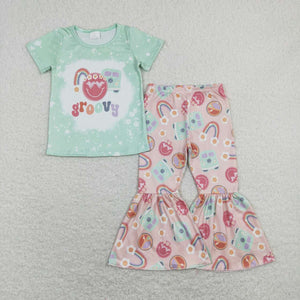 GSPO1254--- smile short sleeve girls outfits