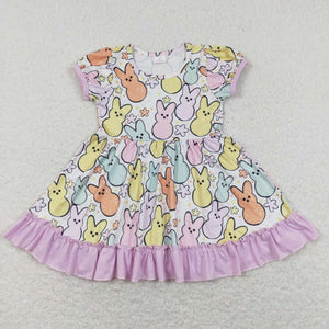 GSD0705-- Easter pink short sleeve girls dress