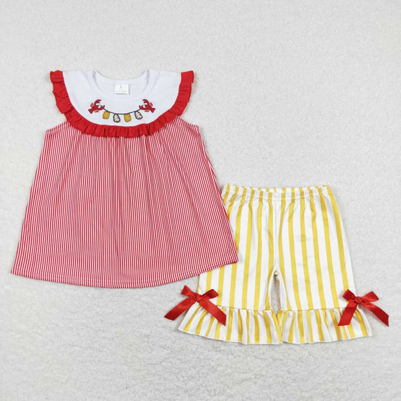 GSSO0453-- summer crayfish red girls outfits