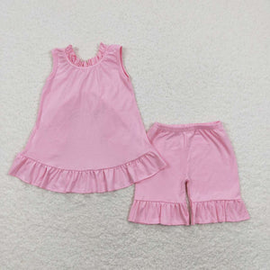 GSSO0518--  summer pink shirt girls outfits