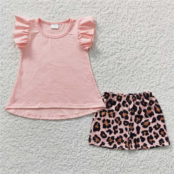 Best-selling style summer pink leopard girls outfit