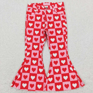 P0324---Pink love plaid jeans