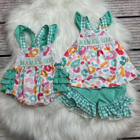 USA Wholesale Matching mama's girls embroidered set