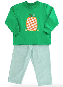 MOQ 3 custom style pumpkin green boy outfits