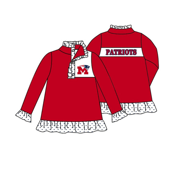 MOQ 3 custom style kids and adult PATRIOTS girls pullover