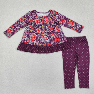 GLP1850 long sleeve floral purple girls cloting