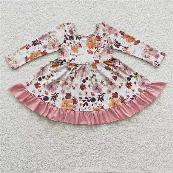 GLD0212-- long sleeve  floral girls dress