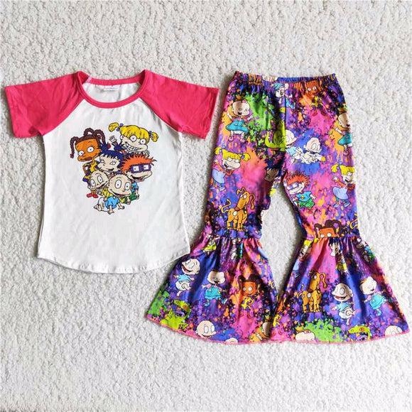 summer girl clothing  pink short sleeve trouser outfits