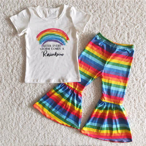 summer girl clothing rainbow short sleeve trouser outfits