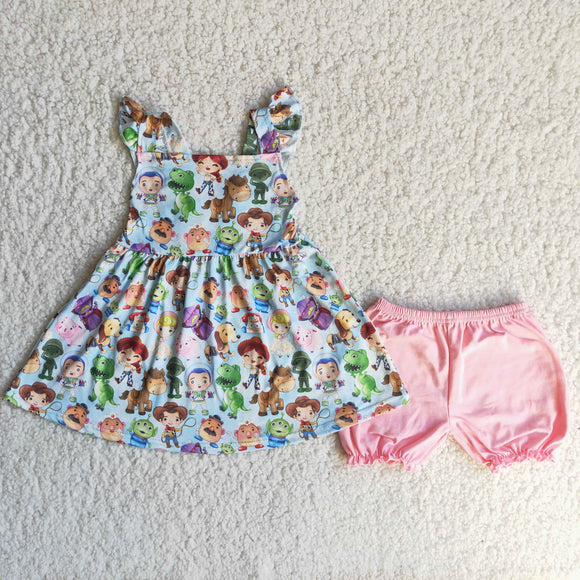 cartoon green and pink Girl's Summer outfits