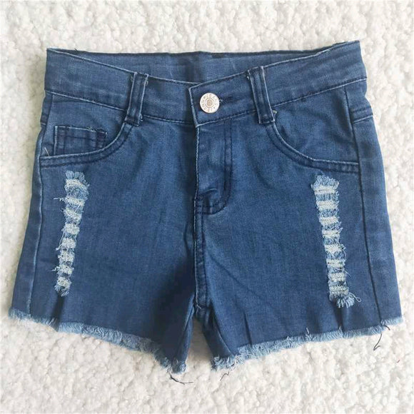 blue Ripped jean shorts