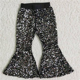 Sherpa +Black sequined bell bottoms outfits