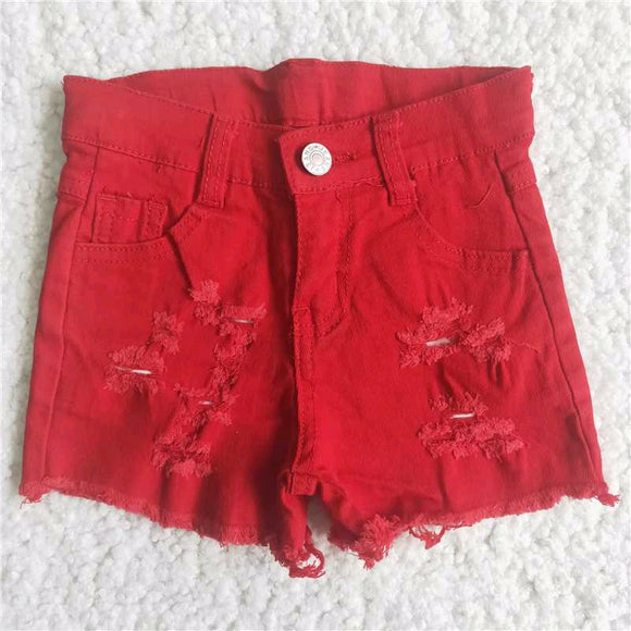 Red button summer jeans