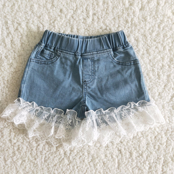 Lace jean shorts