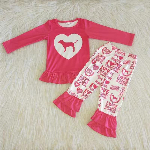 pink dog girls clothing long sleeve outfits