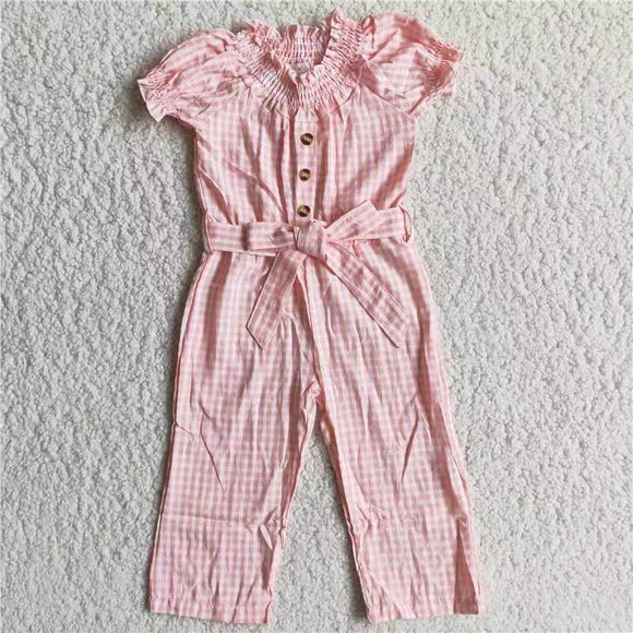 pink grid  jumpsuit