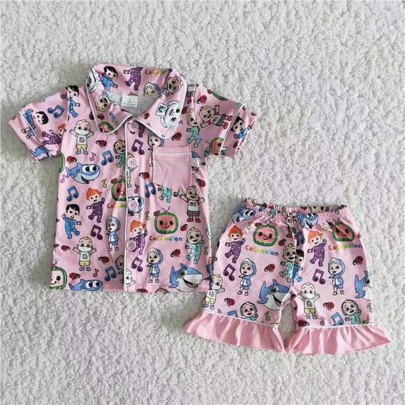 Summer girls short sleeved pajamas