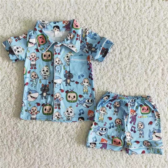 Summer boys short sleeved pajamas