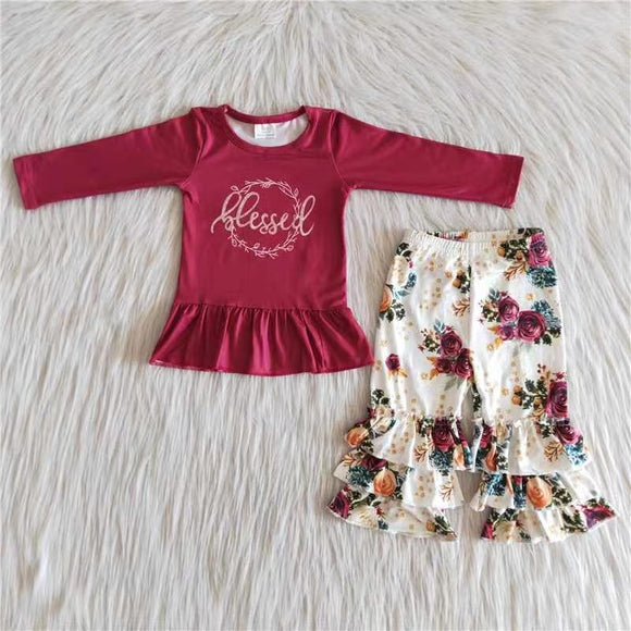 girl clothing red long sleeve trouser outfits