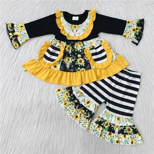 sunflower black and yellow fall girls clothing