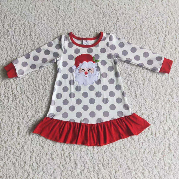 Christmas Santa embroidery cartoon print dress