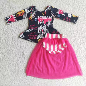 SCREAM girls pink clothing Gauze  outfits
