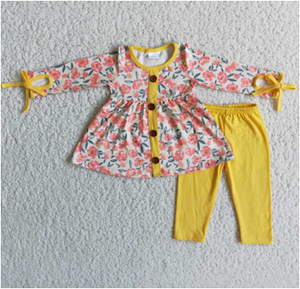 pink flower fall girls clothing