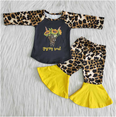 leopard and flower black girls clothing  outfits