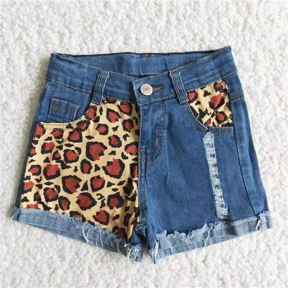 blue leopard shorts