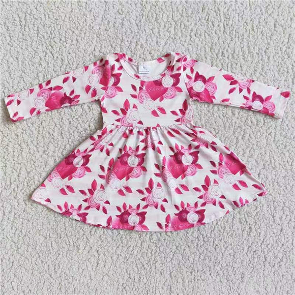 flower  pink  print dress