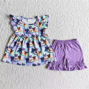 purple cute dog Girl's Summer outfits