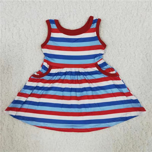 Chromatic stripe girl dress