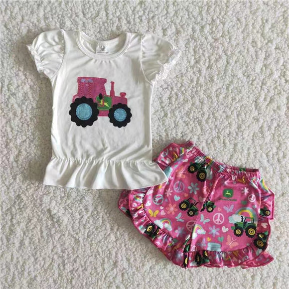 white tractor print Summer girl outfits